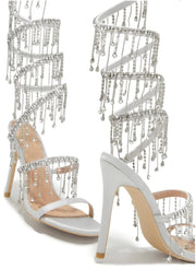 MOON EMBELLISHED AROUND THE ANKLE  HEELS - SILVER