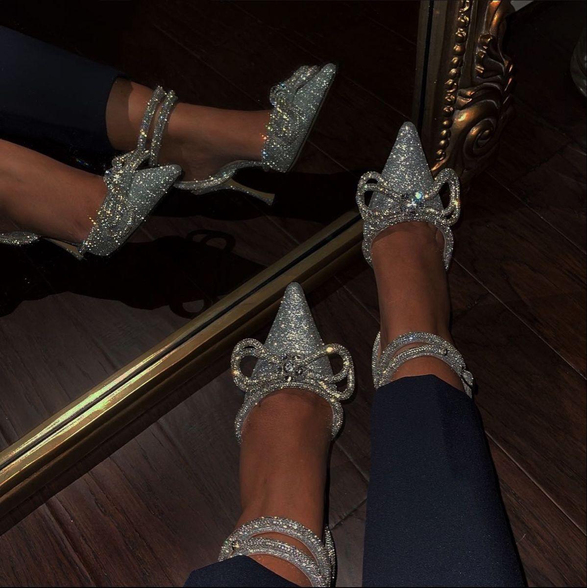 shoes, heels, black, silver, they, look, fabulous, them, tumblr, instagram,  diamonds - Wheretoget