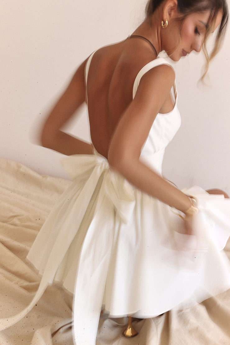 FLORIANNE BOW MINI DRESS - White