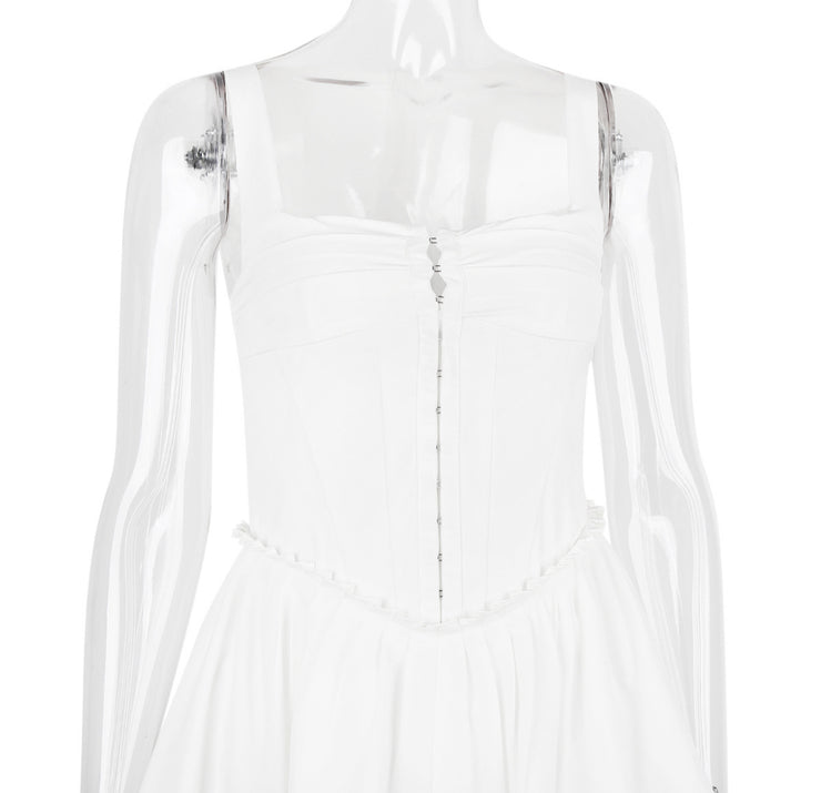 Schulterfreies Kleid von Alana in Schwarz und Creme – Weiß