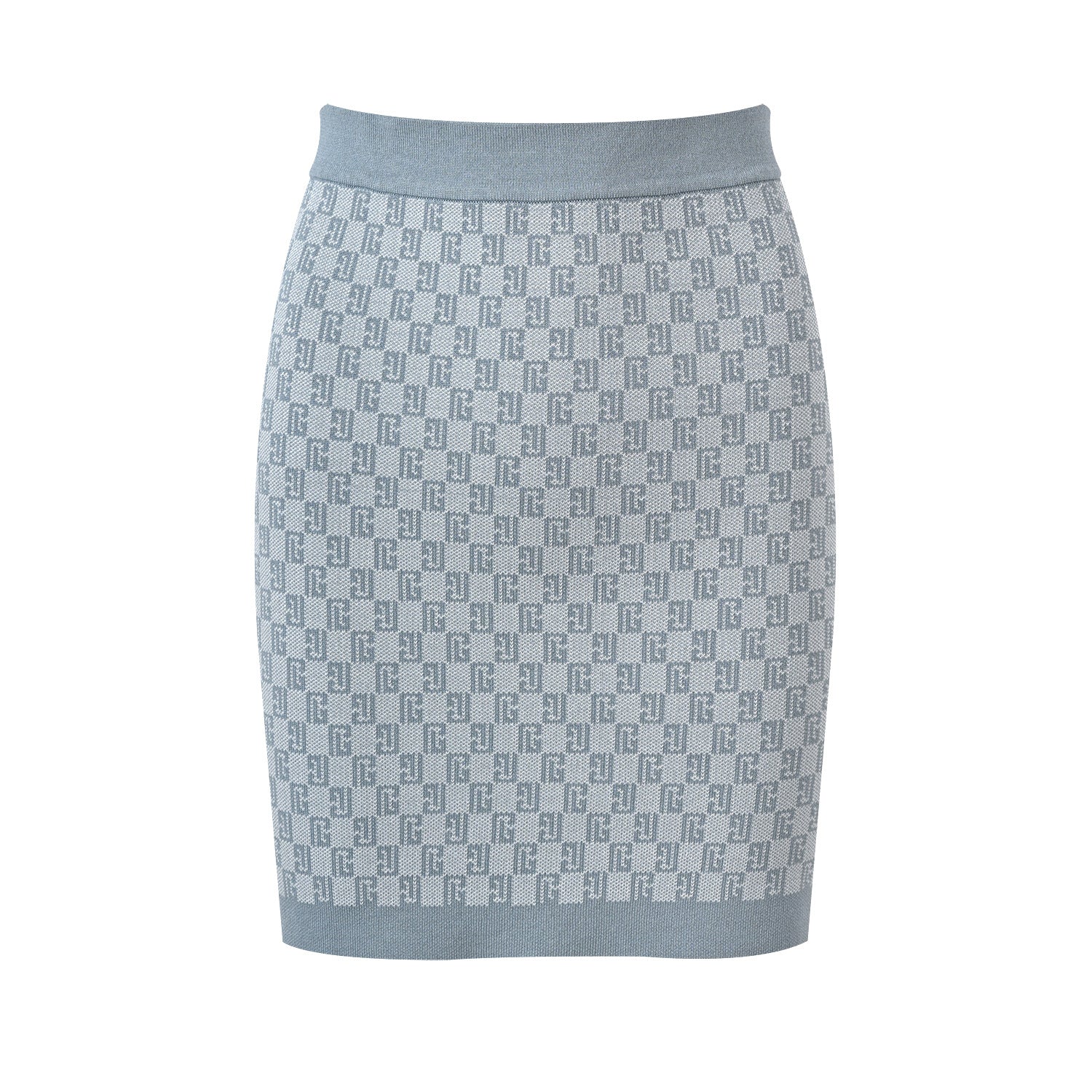 The Camille Luxe Jacquard Three-Piece Mini  Skirt Set - Gray, Brown & Blue