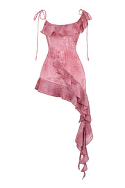LYRAH PINK PRINT RUFFLE MINI DRESS - Pink