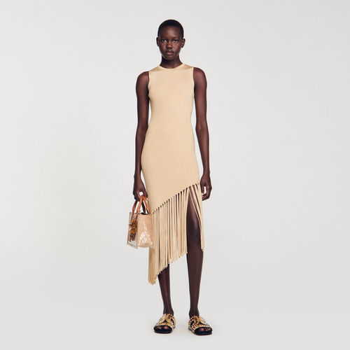 Out of stock ASYMMETRICAL FRINGED MAXI DRESS