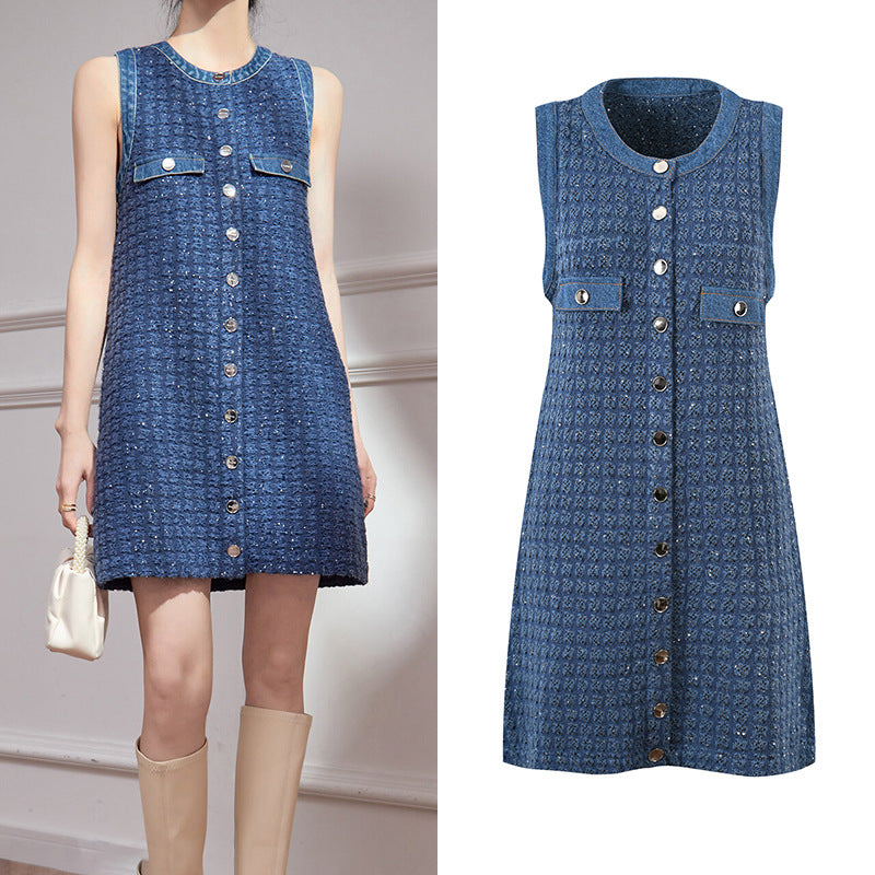 Women's Tweed Dress in Blue