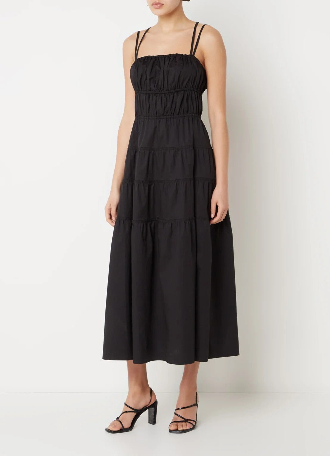 Sandro Layered midi dress with stretch