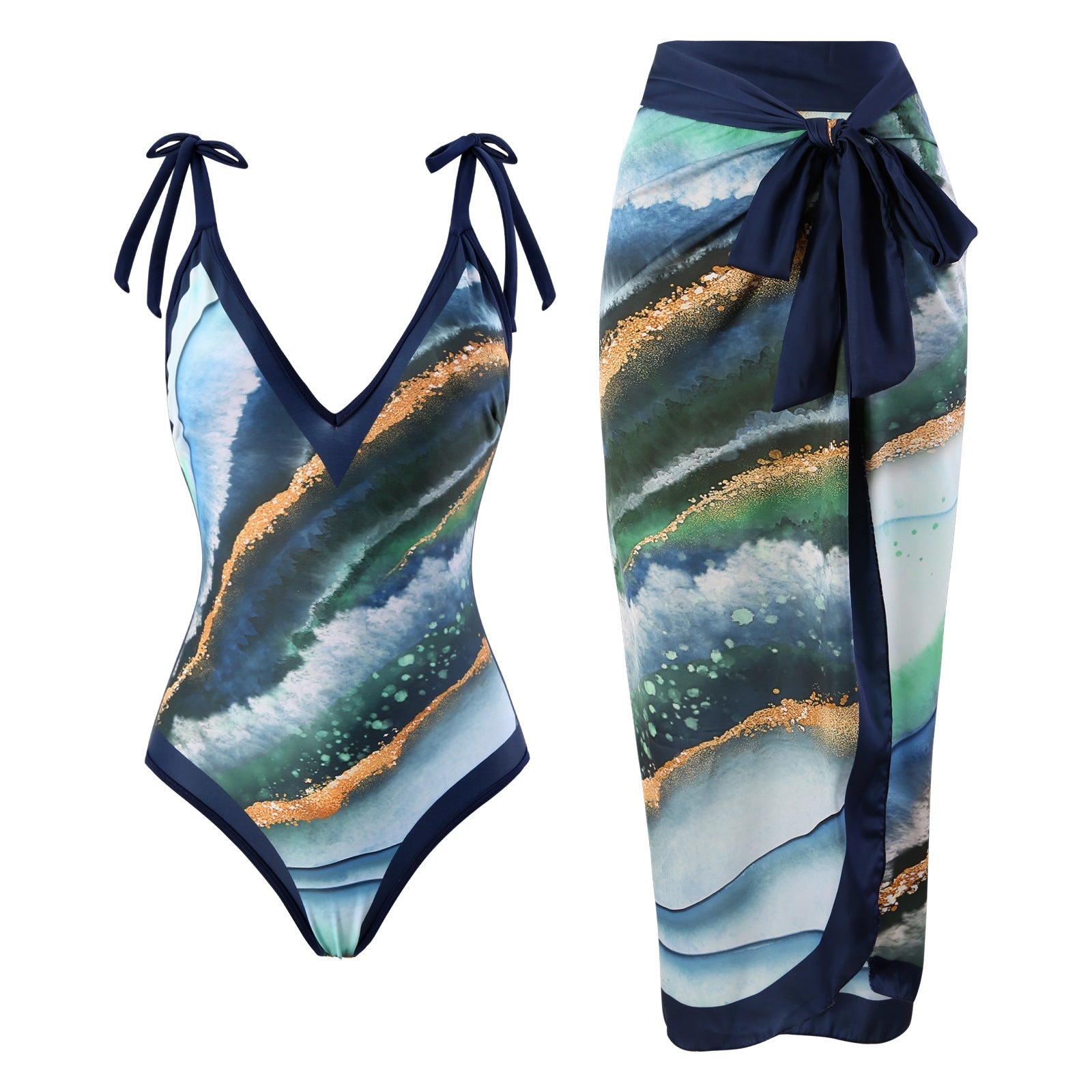 Water patern series dark swimsuit