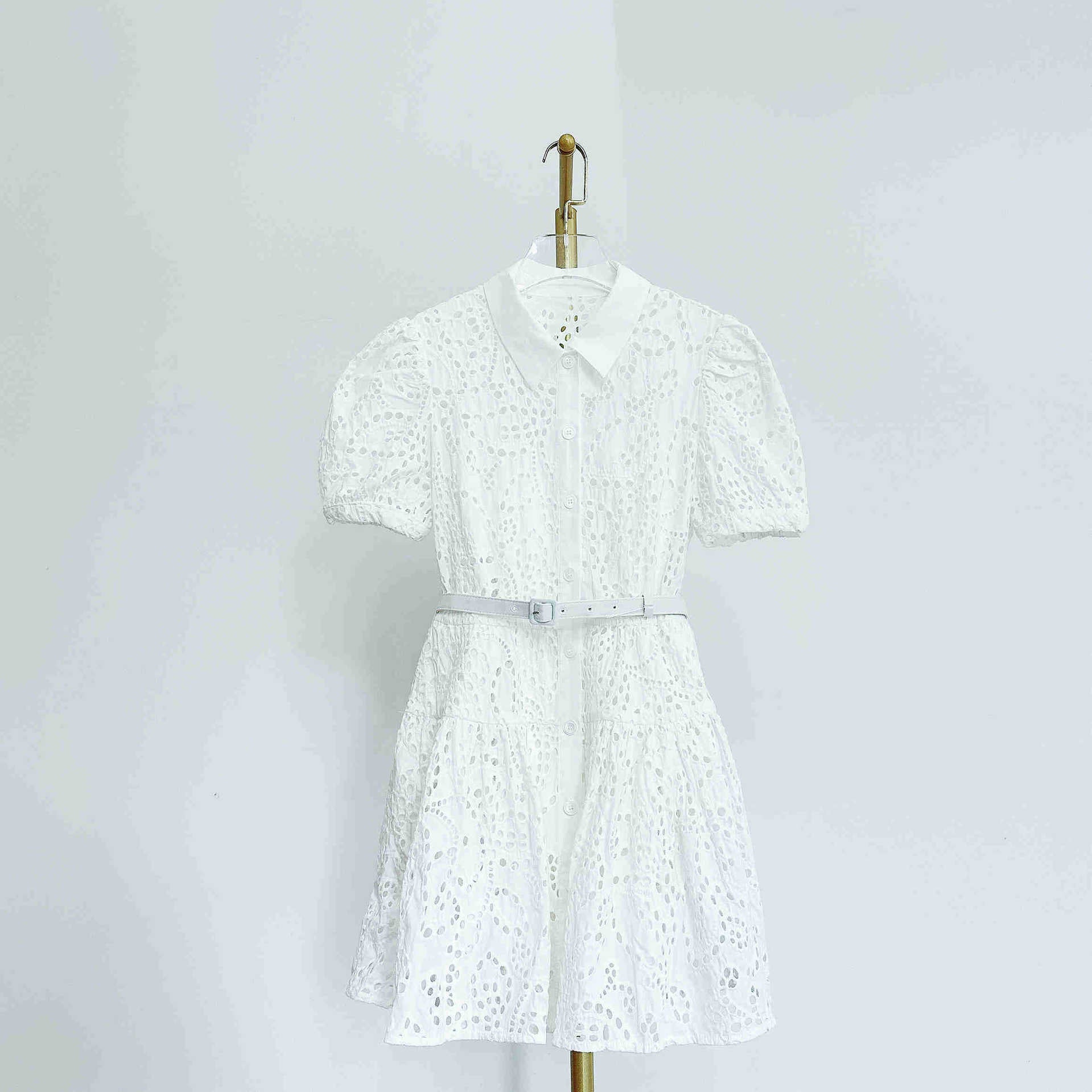 Polo collared puff sleeves  dress