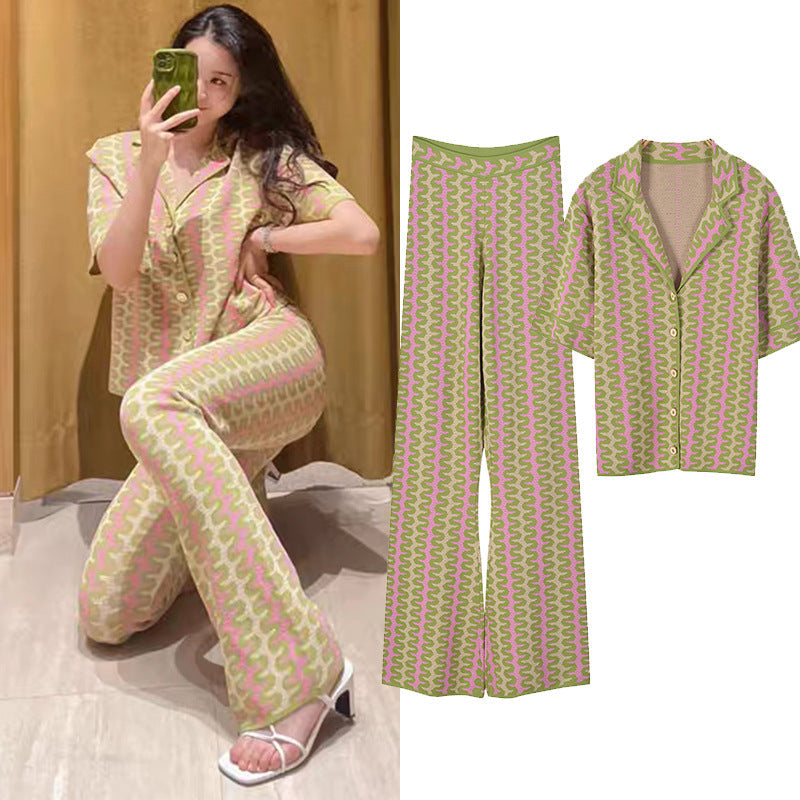 Short Sleeve Wide-Leg Pants Two-Piece Suit Set