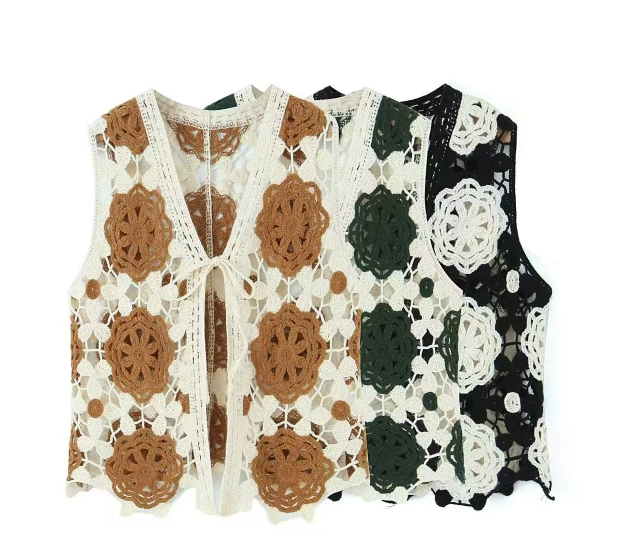 Women's hollow hook flower vest