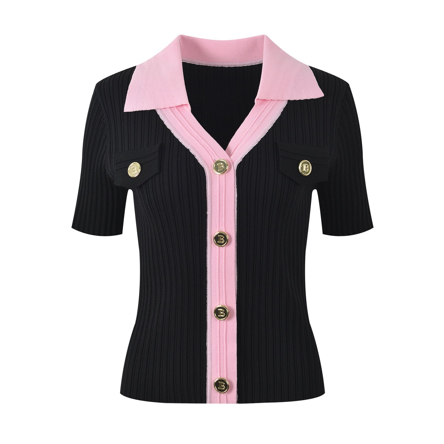 pollo collar single-breasted thin knitted shirt