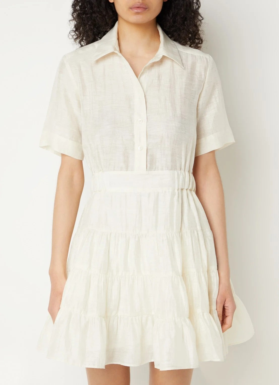 Sandro Layered mini blouse dress in linen blend