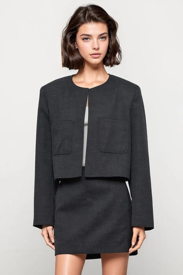 Black Minimalist Short Jacket