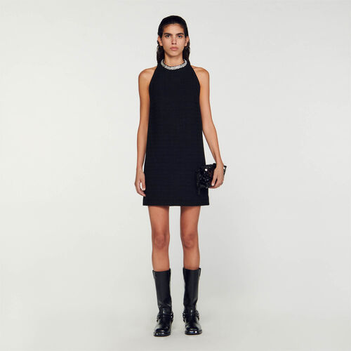 SANDRO  DRESS WITH JEWELLERY COLLAR