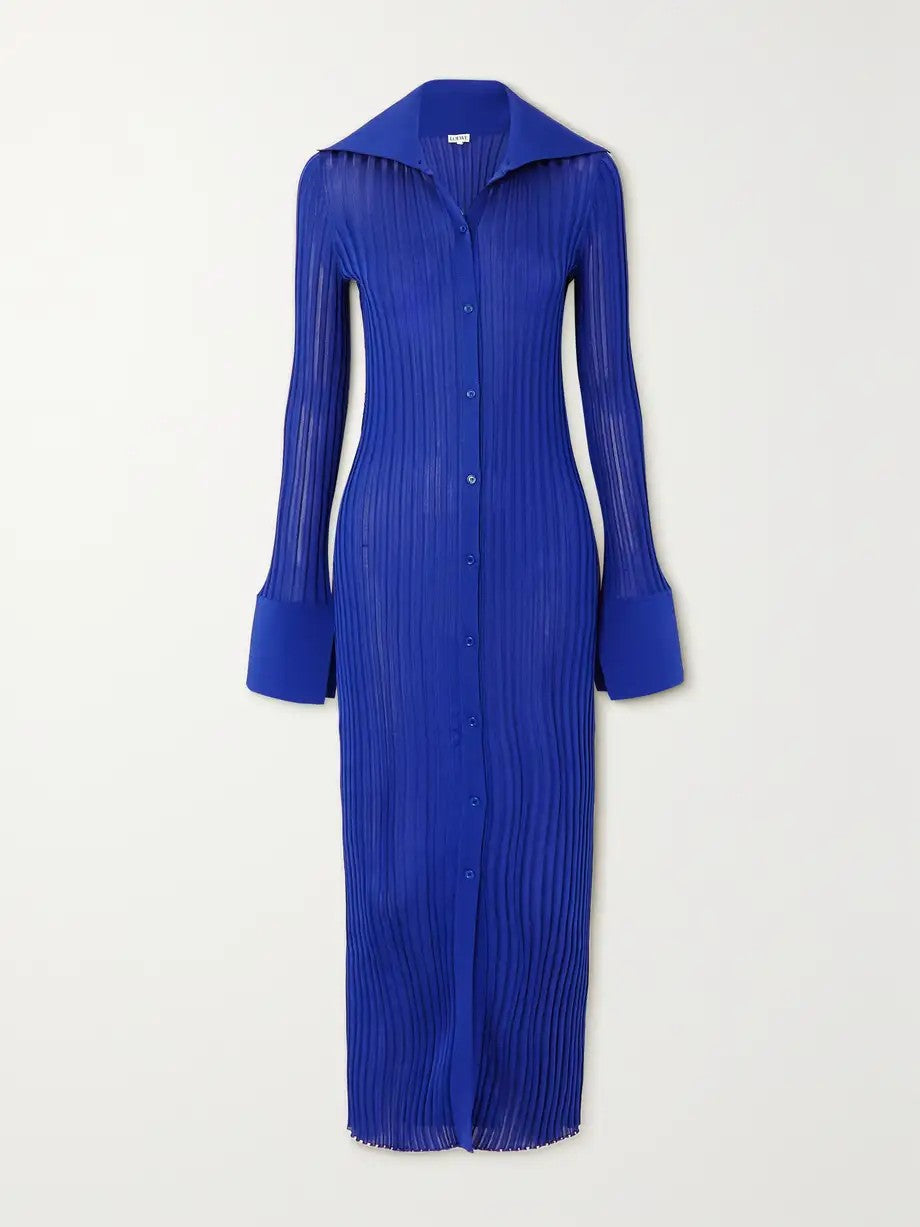 LOEWE Ribbed-knit midi dress