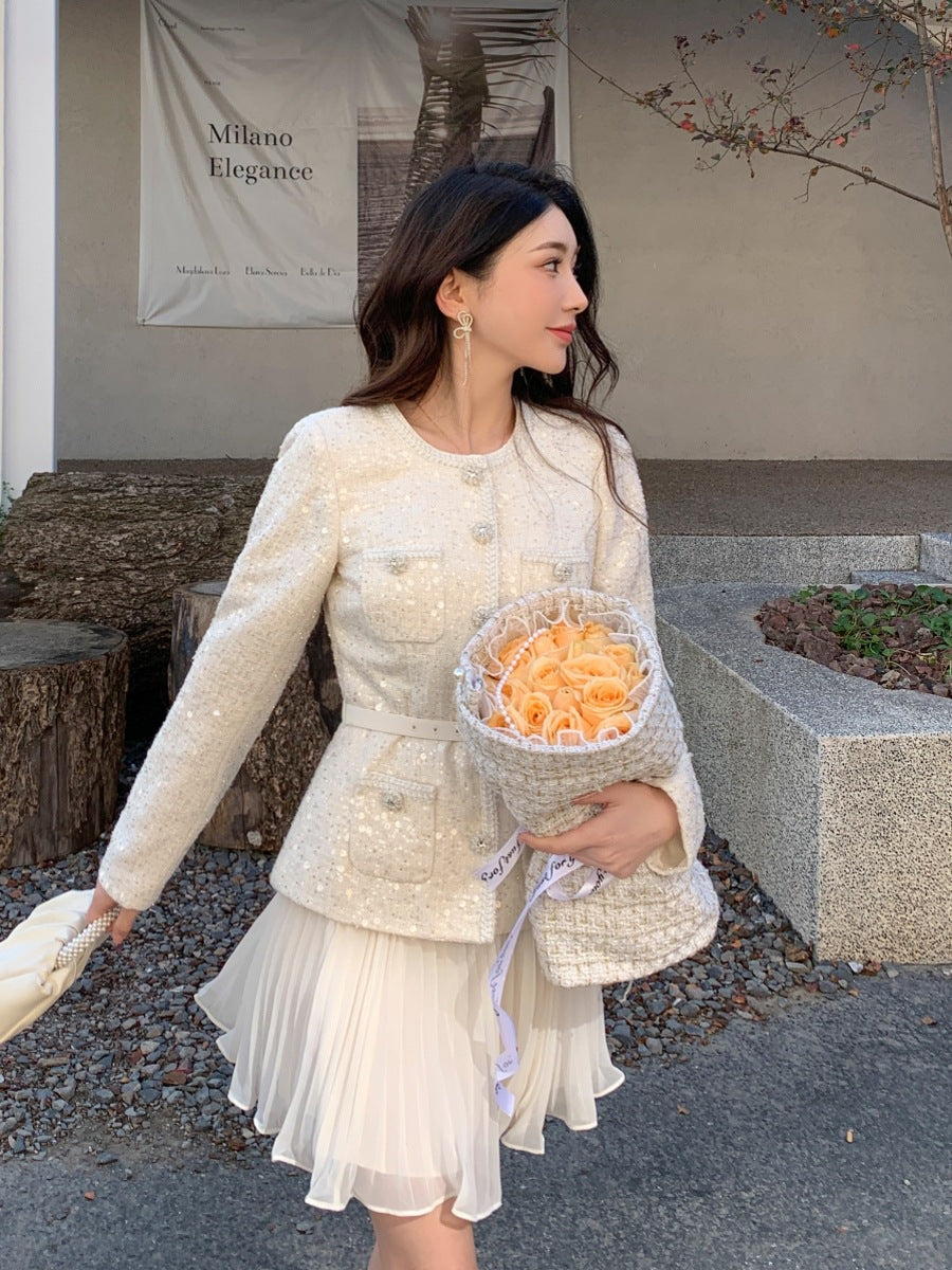 Sleeve beige dress