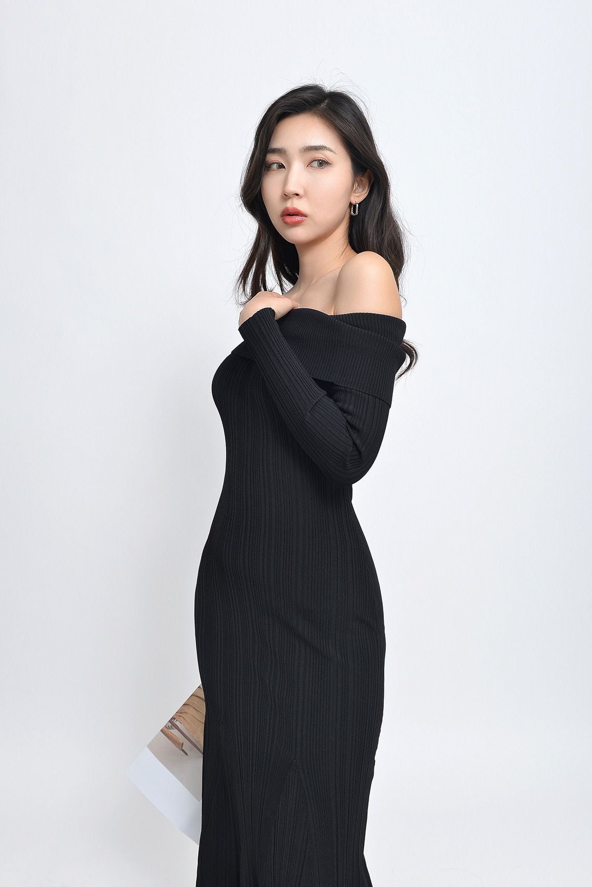 Self-portrait Rib knit viscose maxi dress