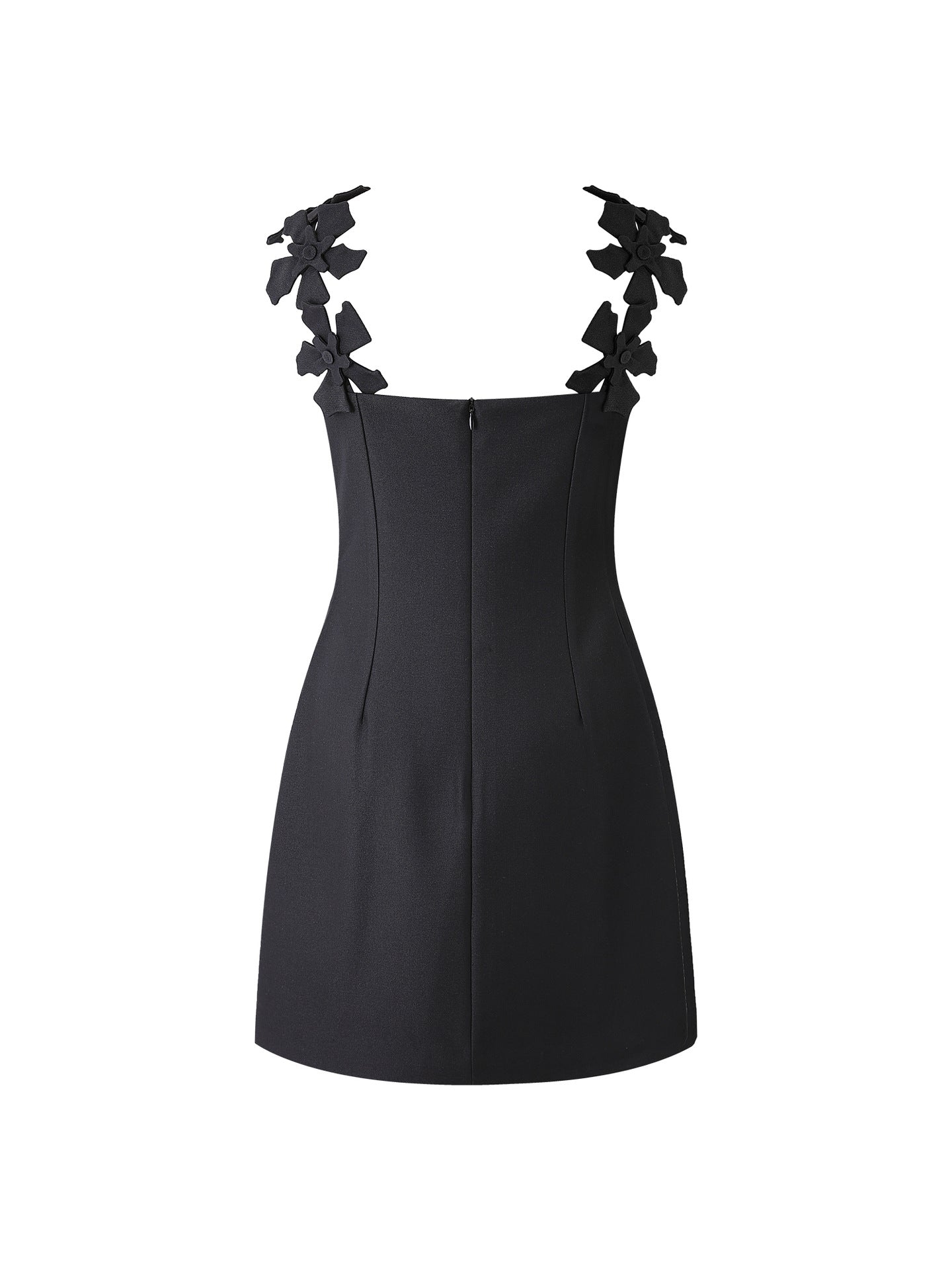 Niche design, handmade flower strap, straight neckline, cinched waist, short skirt, niche fashion, suspender A-line dress