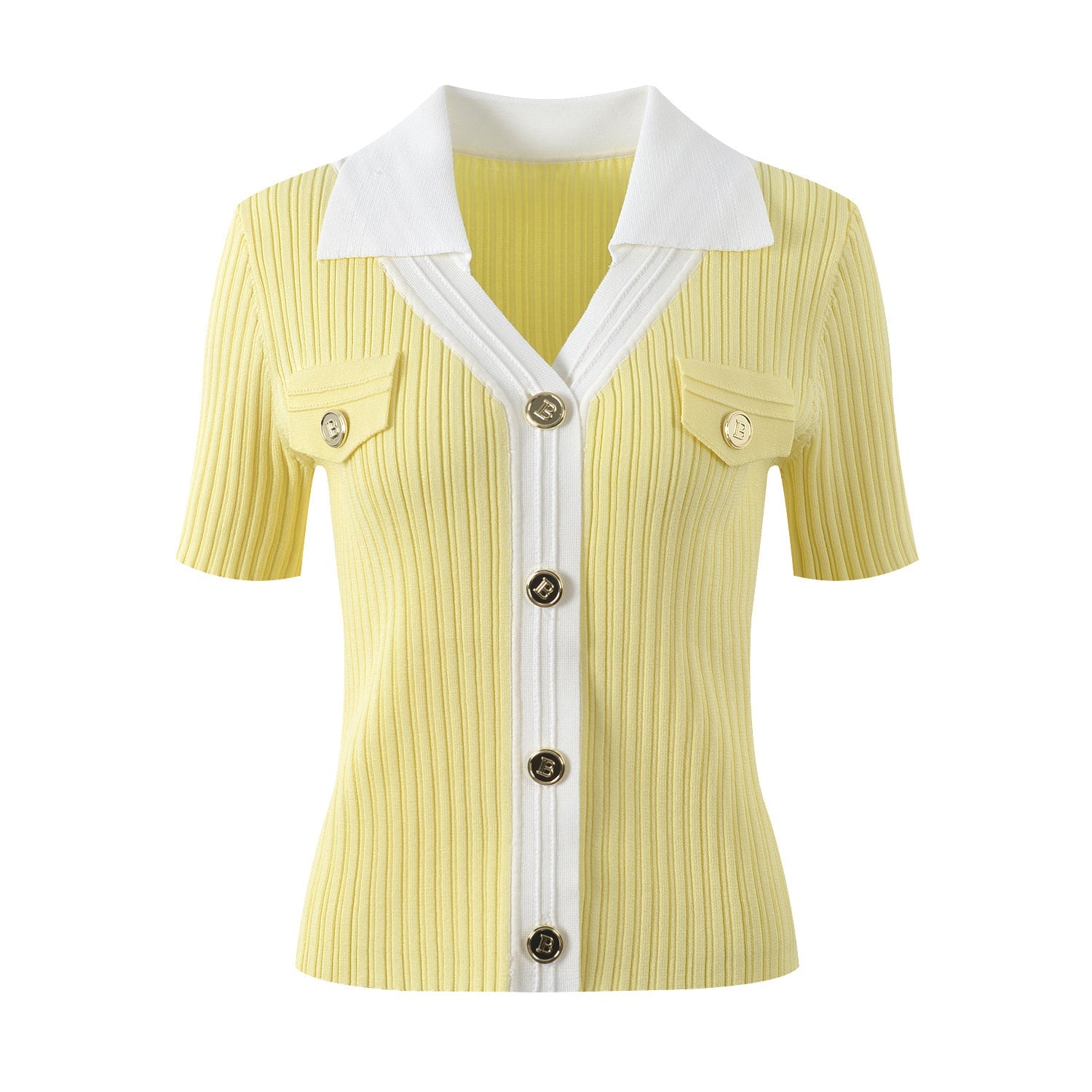 pollo collar single-breasted thin knitted shirt