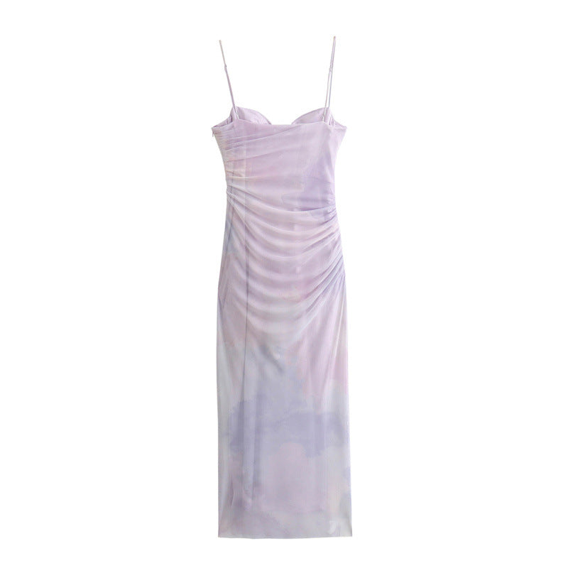 Silk mesh slip dress