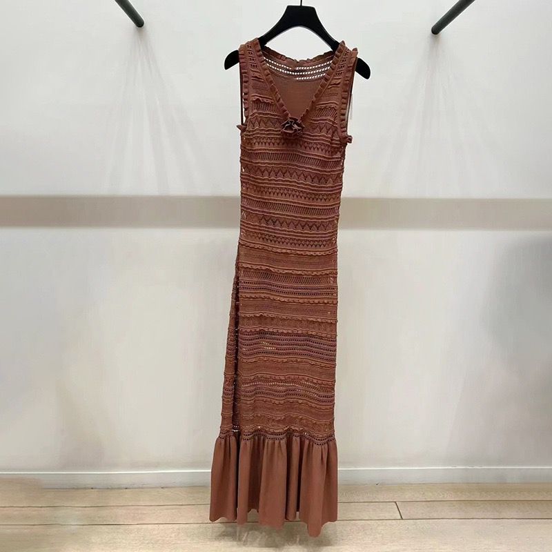 LONG KNIT BROWN DRESS