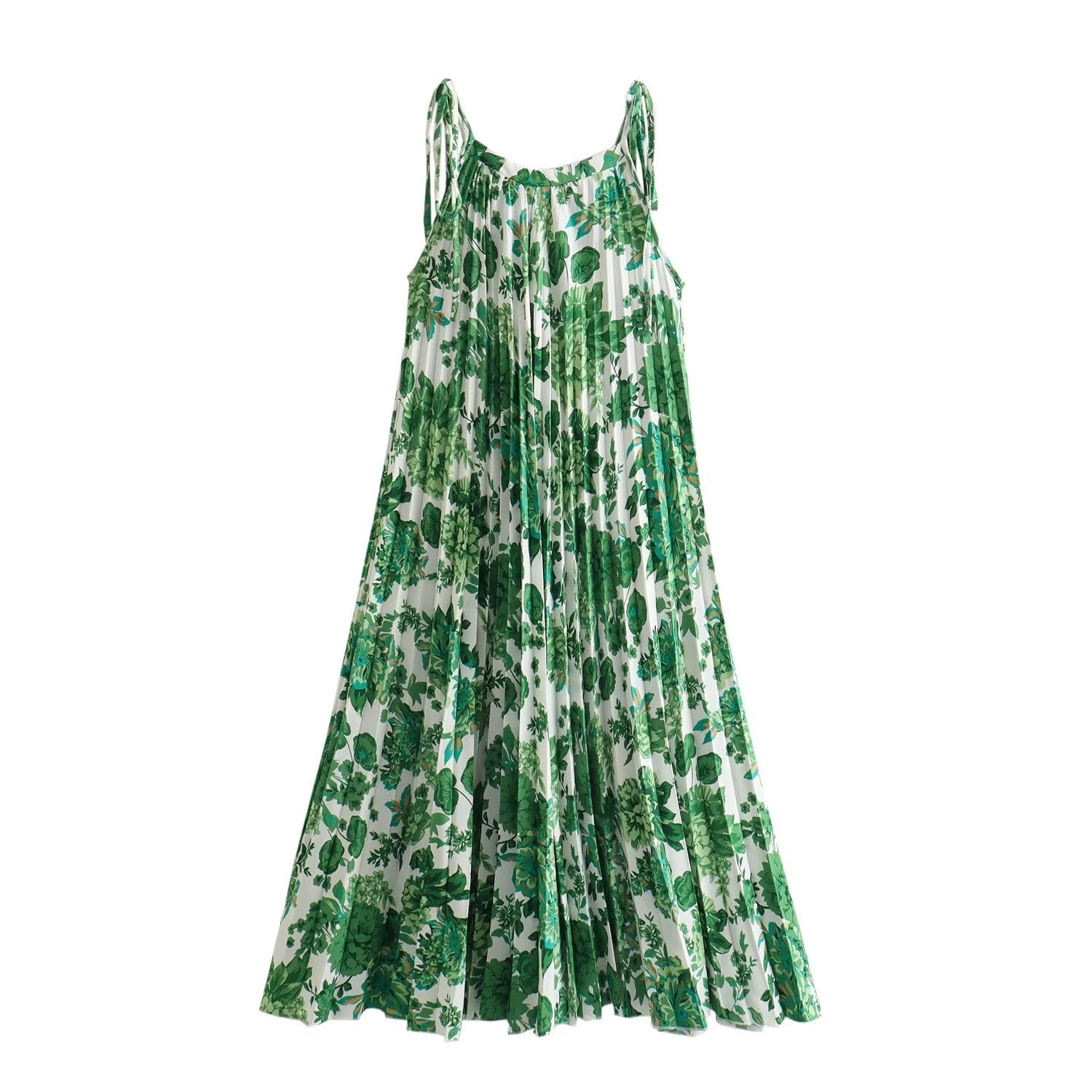 Green Floral print slip dress