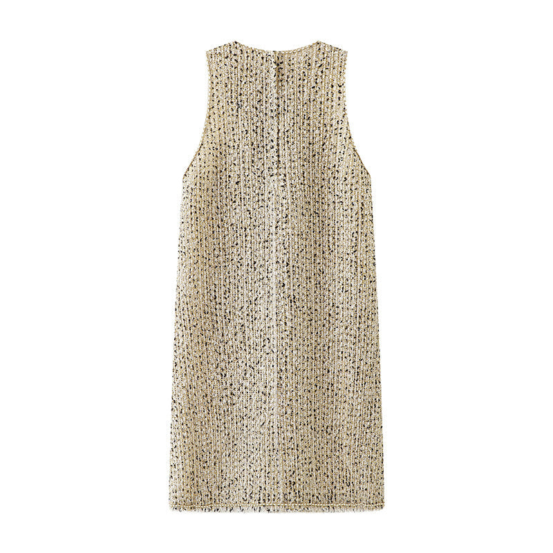 Beaded buckle pocket  vest dress