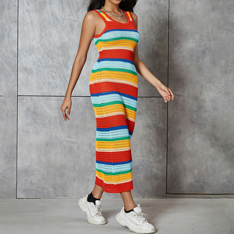 Color-blocked sleeveless dress