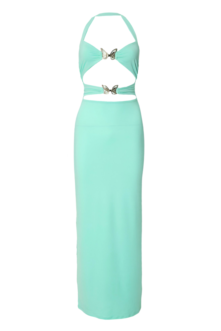 Seraphina Butterfly Cut-Out Maxi Dress -- Light Blue