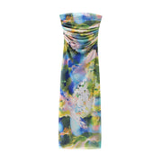 Eden Floral Strapless Midi Dress - Blue