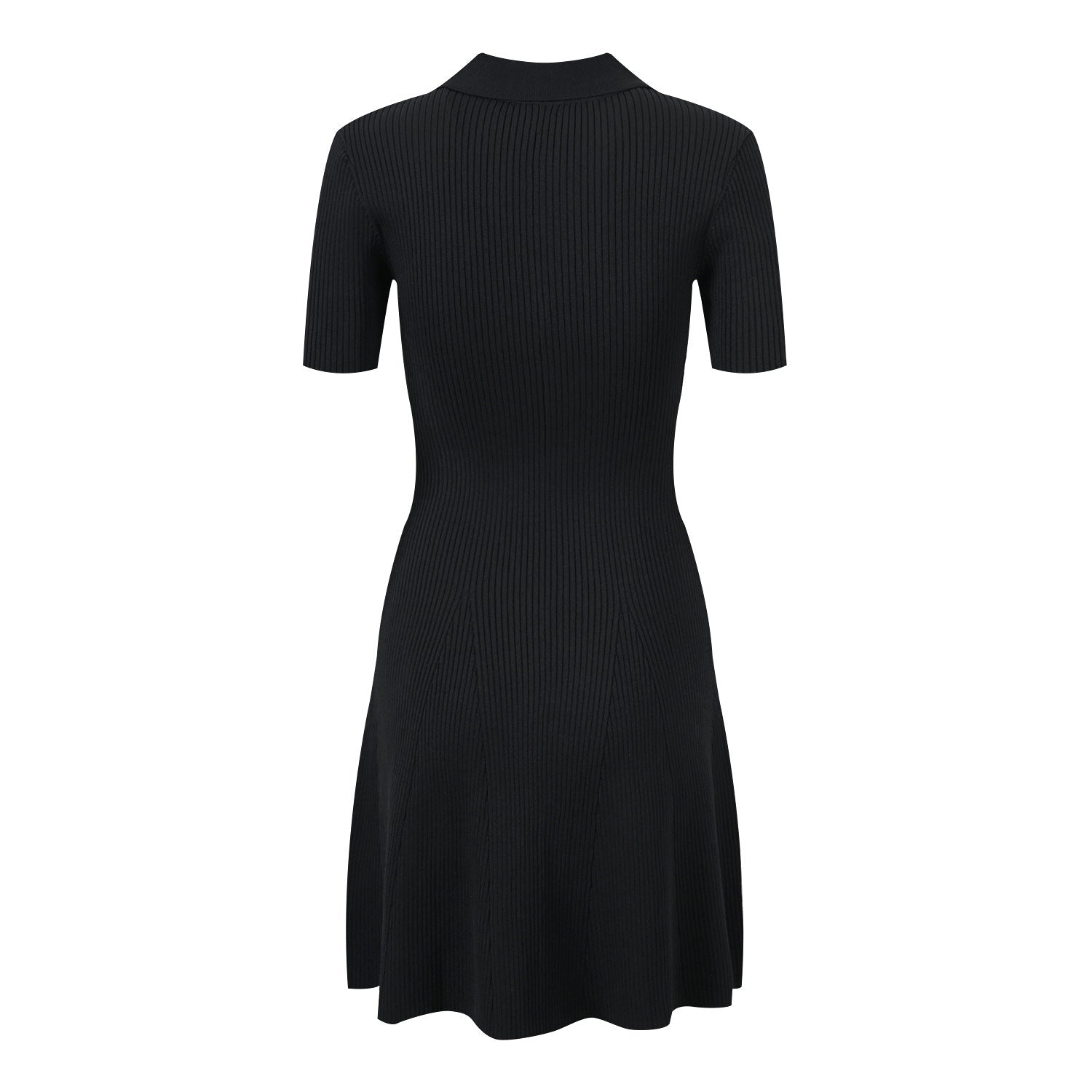 Black V-neck knit dress