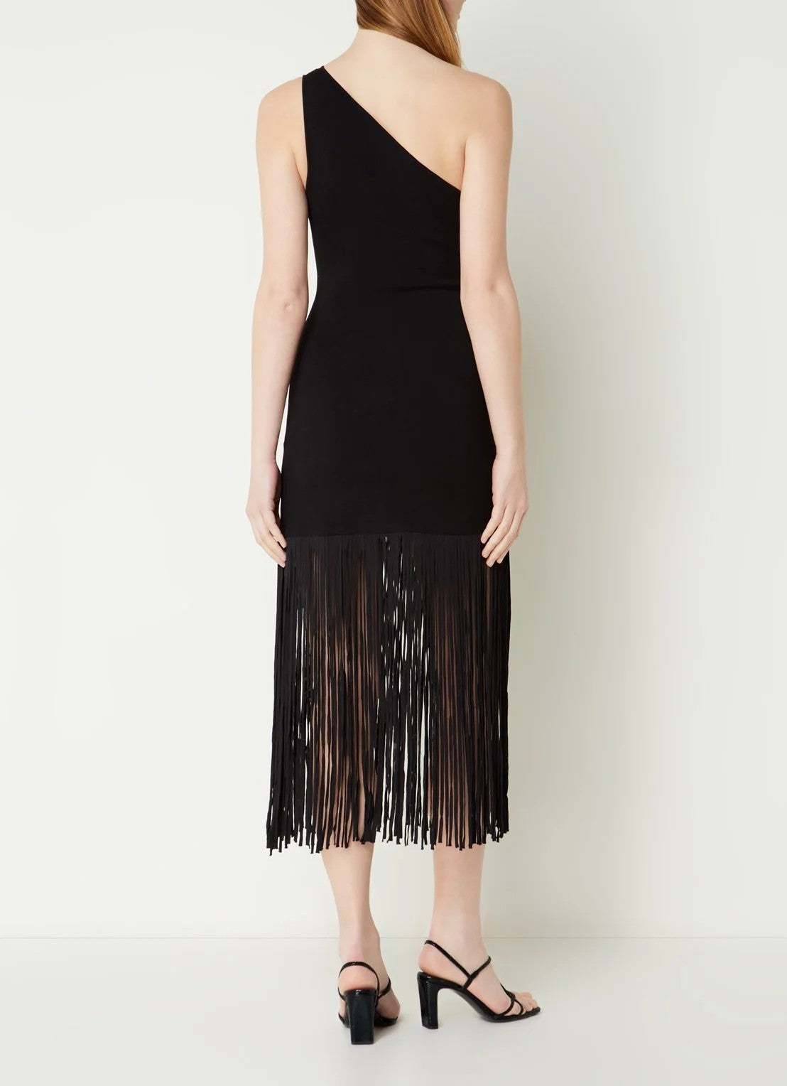 OUT OF STOCK Sandro One shoulder midi dress with fringes