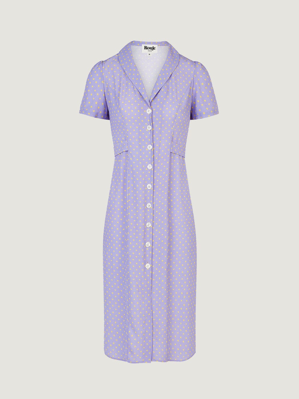 PURPLE MIDI DRESS WITH A SHIRT COLLAR