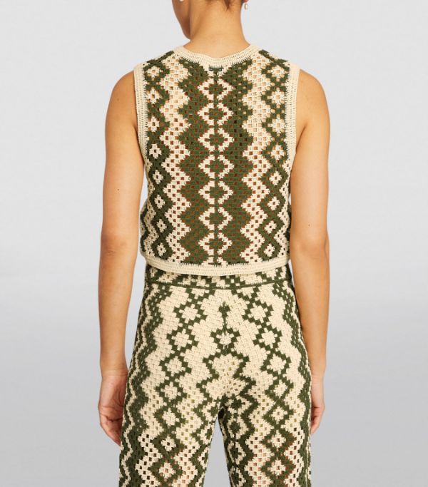 SANDRO  Crochet Sleeveless Cardigan