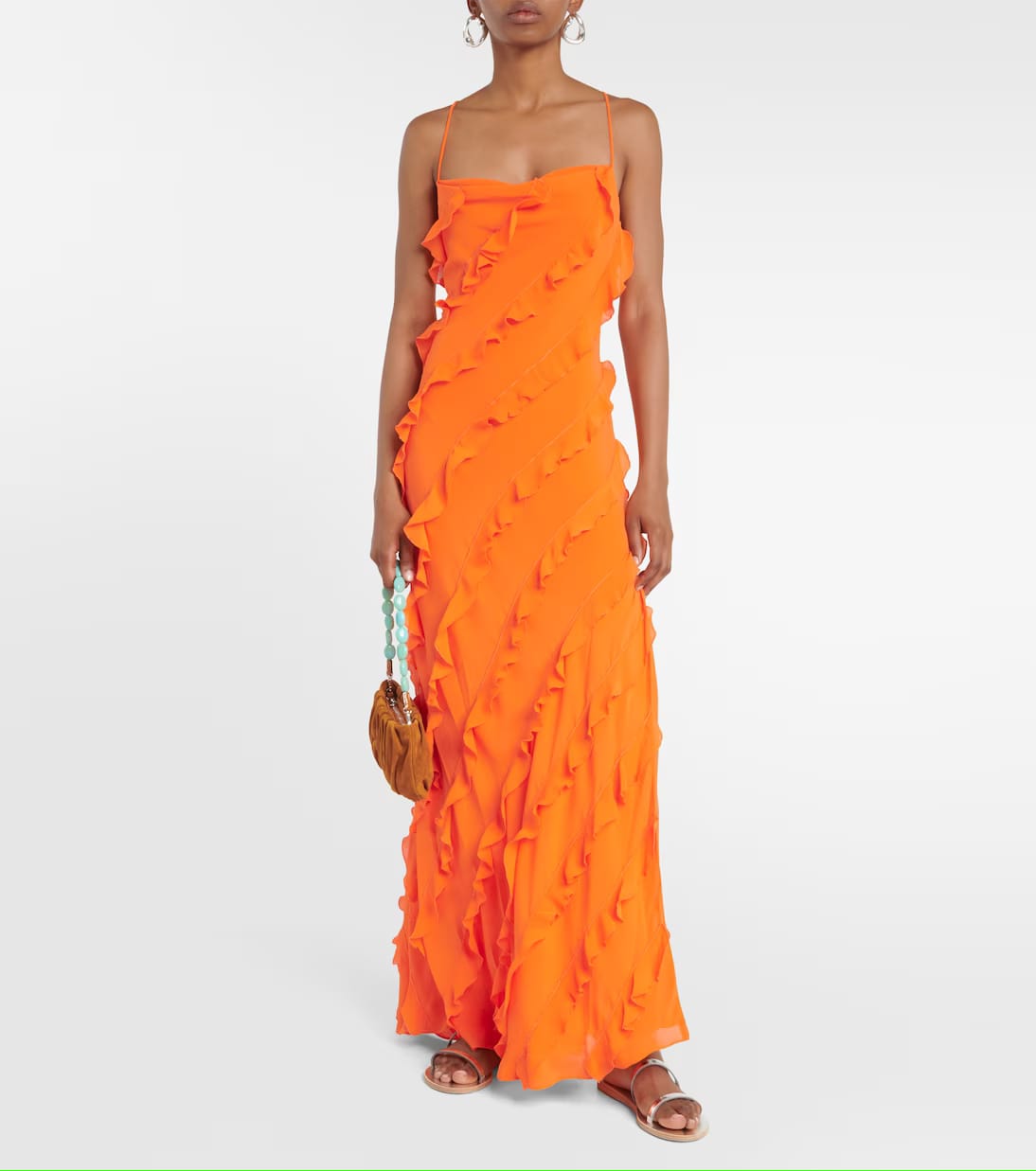 PERENNIAL Ruffle-trimmed crêpe maxi dress