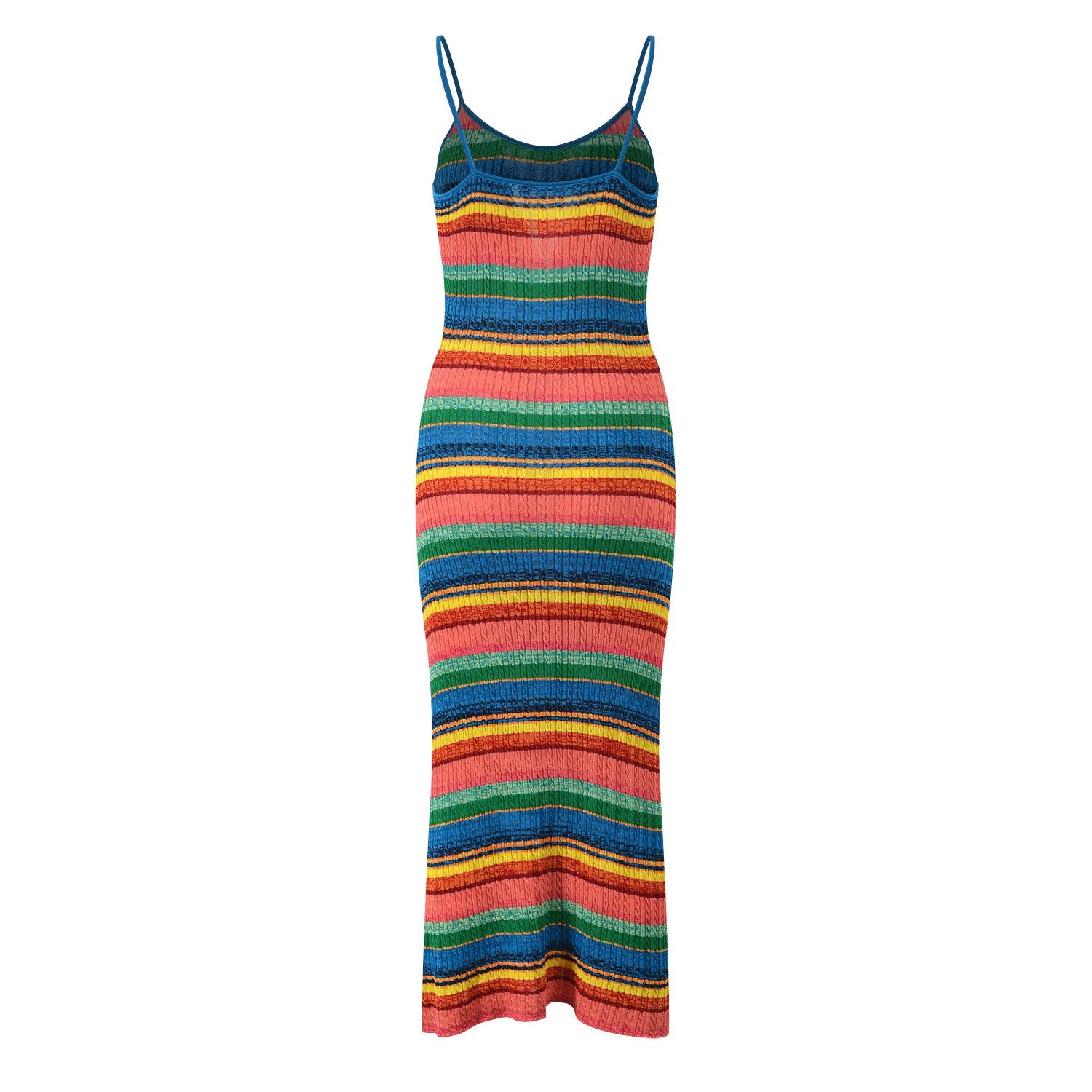 Colourful striped stretchable knit dress