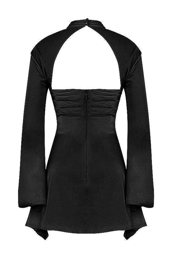 TOIRA BLACK DRAPED CORSET MINI DRESS - Black