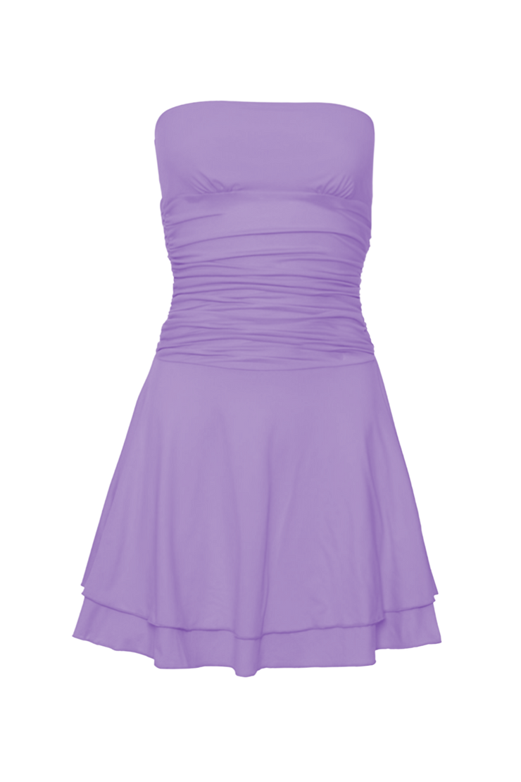 Angela Ruffled Mini Dress - Blue Orange Purple