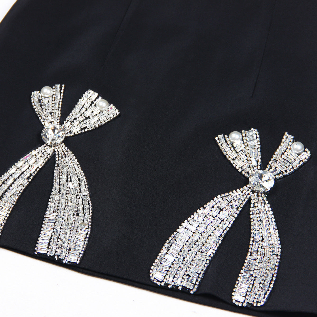 Valentina Crystal Bow-Embellished Mini Skirt - Black