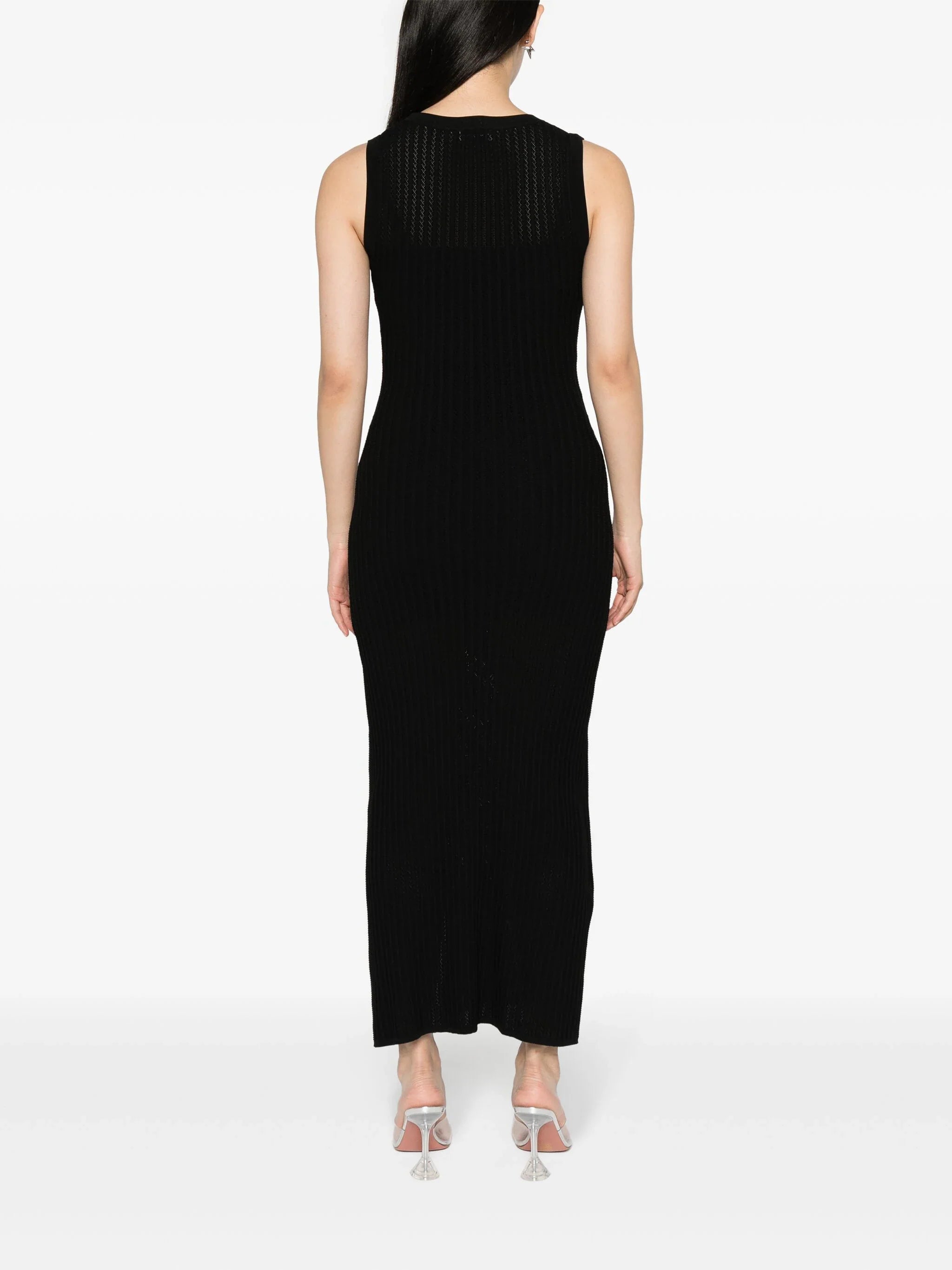 SANDRO crystal-embellished ribbed-knit maxi dress