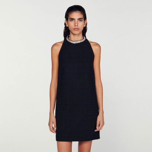 SANDRO  DRESS WITH JEWELLERY COLLAR