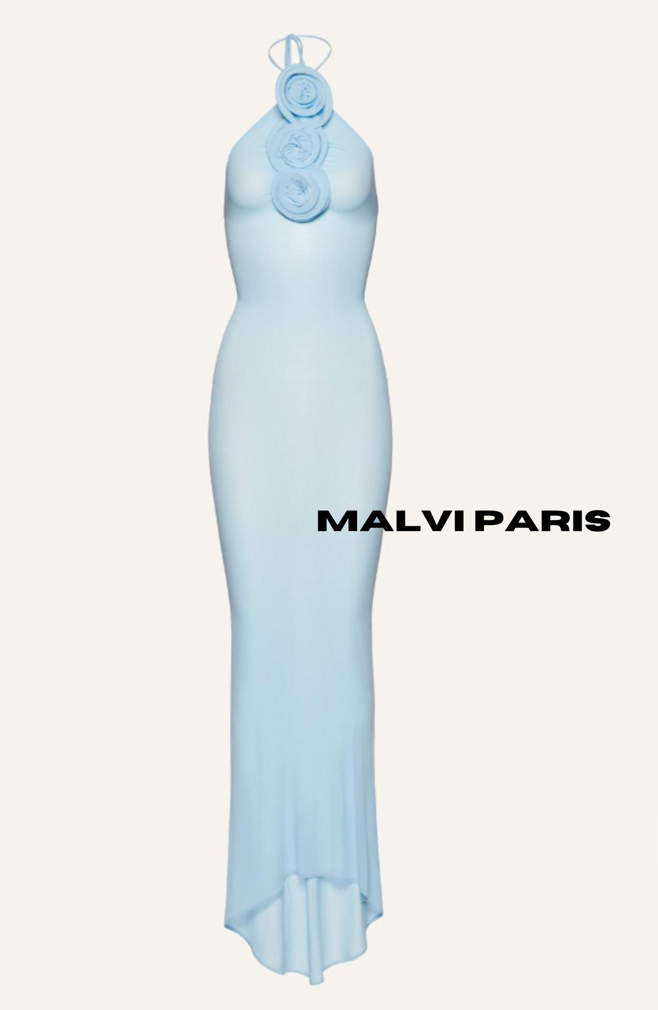 VALERIE SHEER JERSEY HALTER MAXI DRESS – BABY BLUE