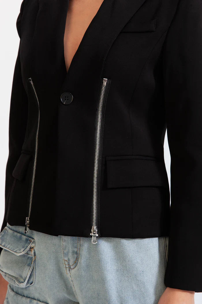 Fitted zipper jacket - Black