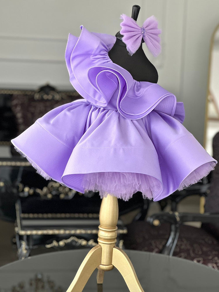 Flower design purple frock