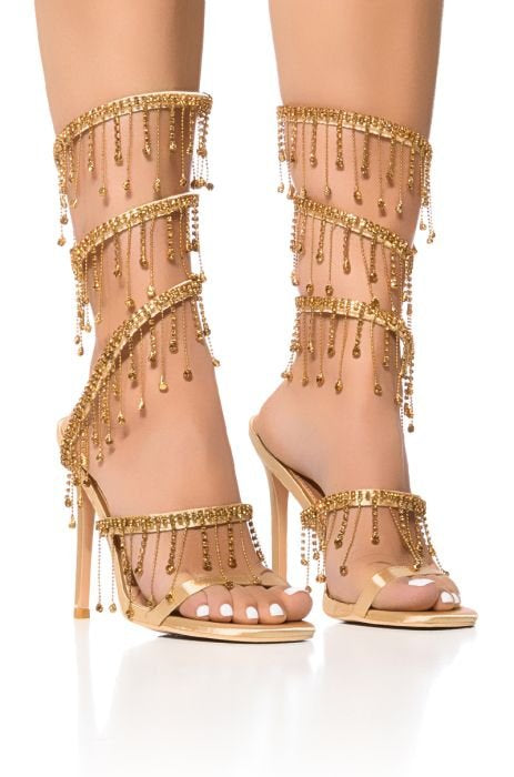 FERRARA EMBELLISHED AROUND THE ANKLE  HEELS - GOLD