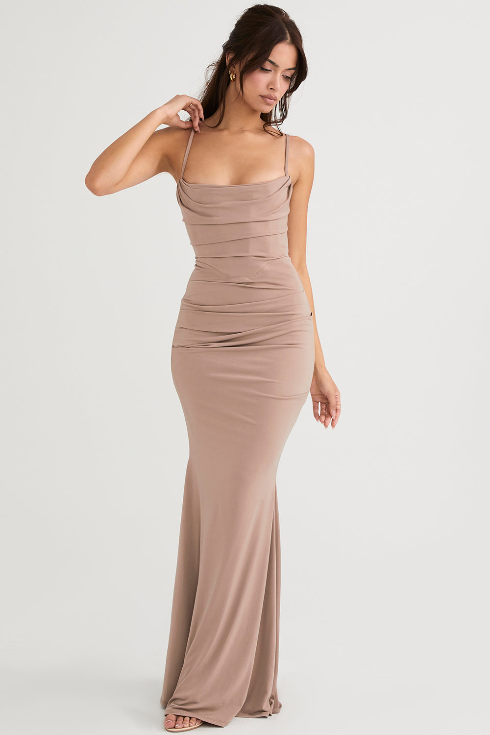 MILENA CORSET MAXI DRESS - Beige