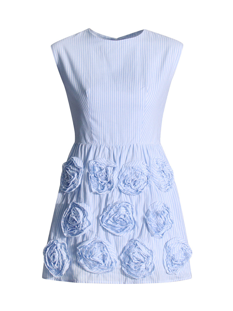 Lace-up  stitching flower dress