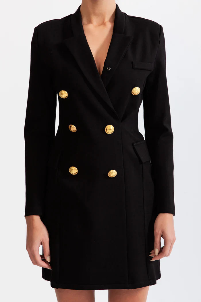 Classic dress with massive Gold buttons - Black