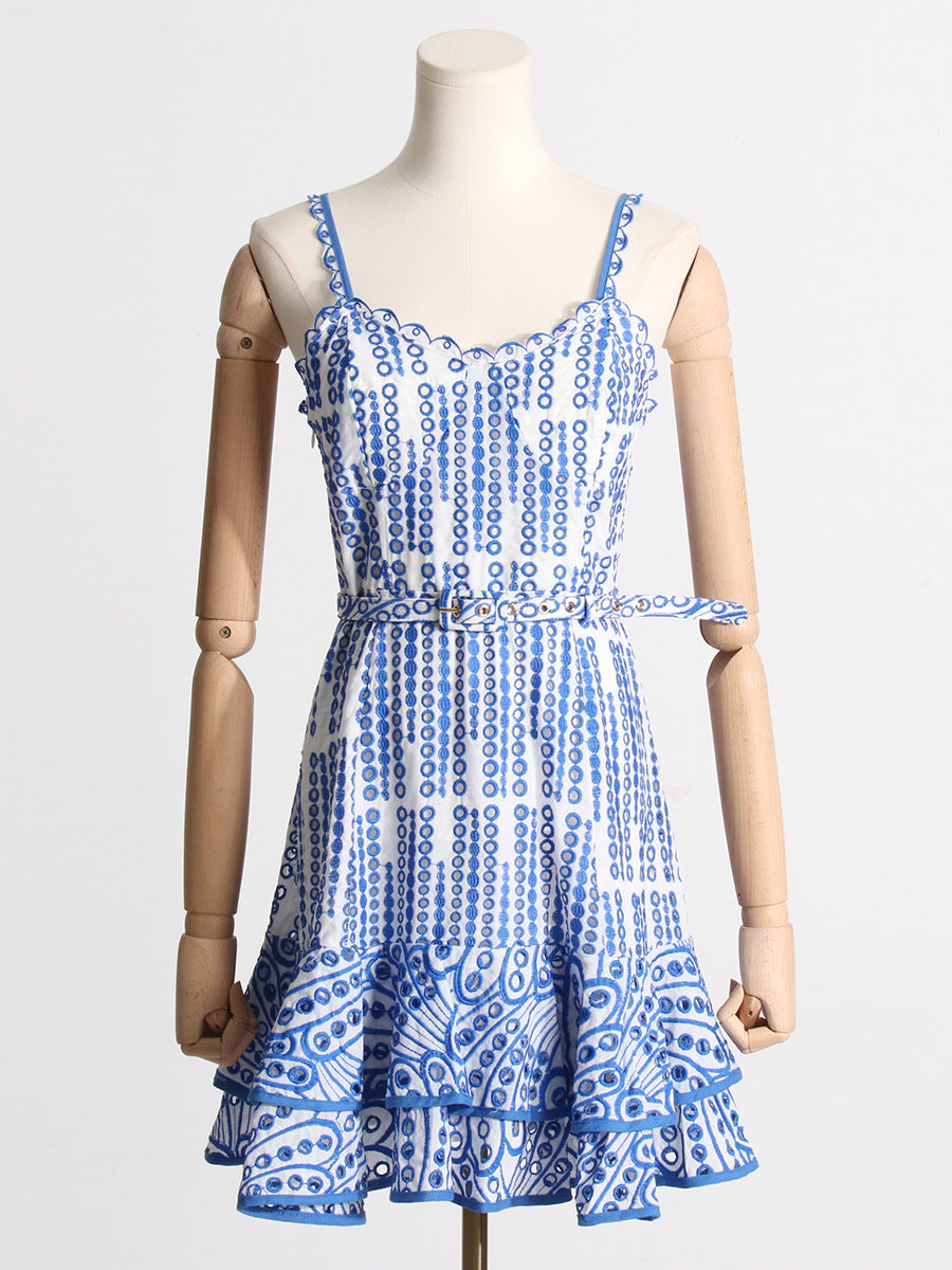 Ruffles waist short sundress dress