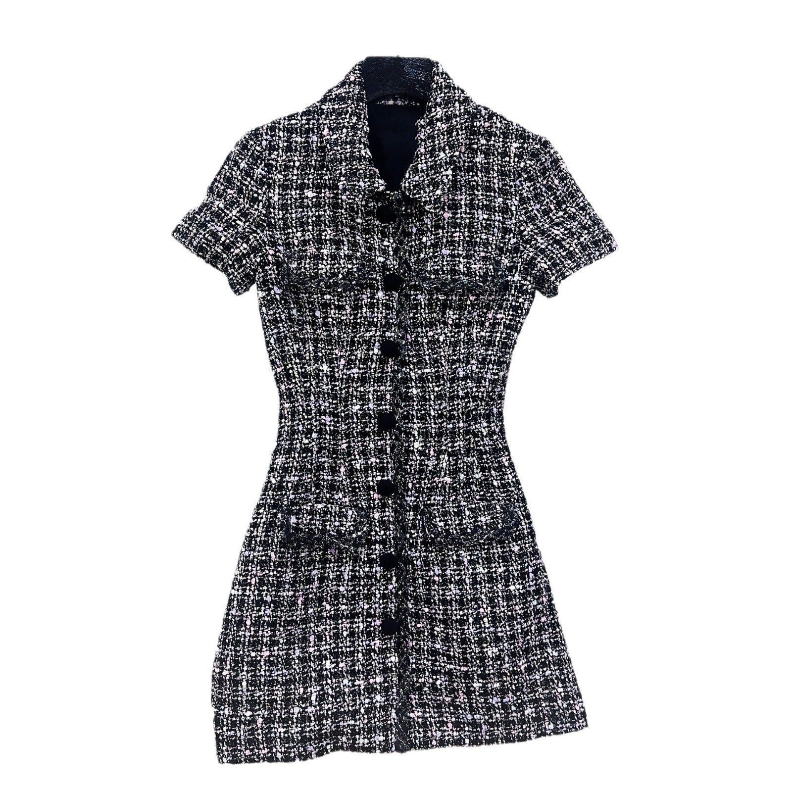 Houndstooth waist lapel dress