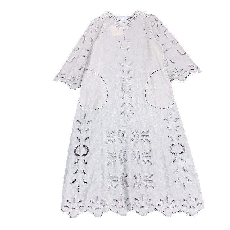 Linen Hollow Embroidered dress